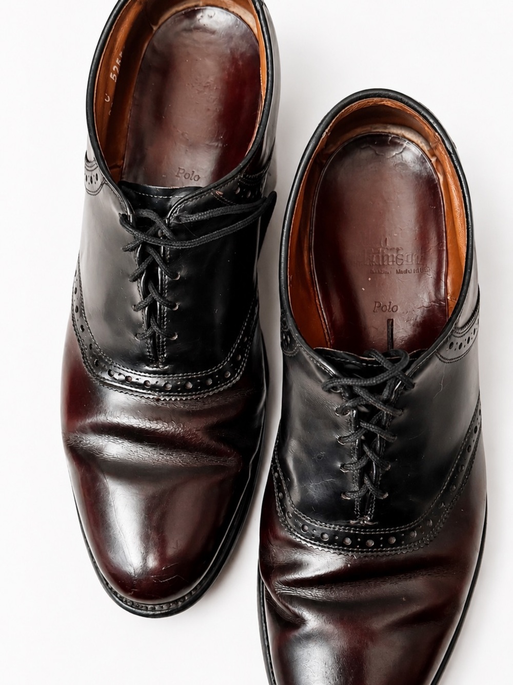 Allen Edmond Two-Tone Black & Brown Leather Wingtip Oxfords - Men's